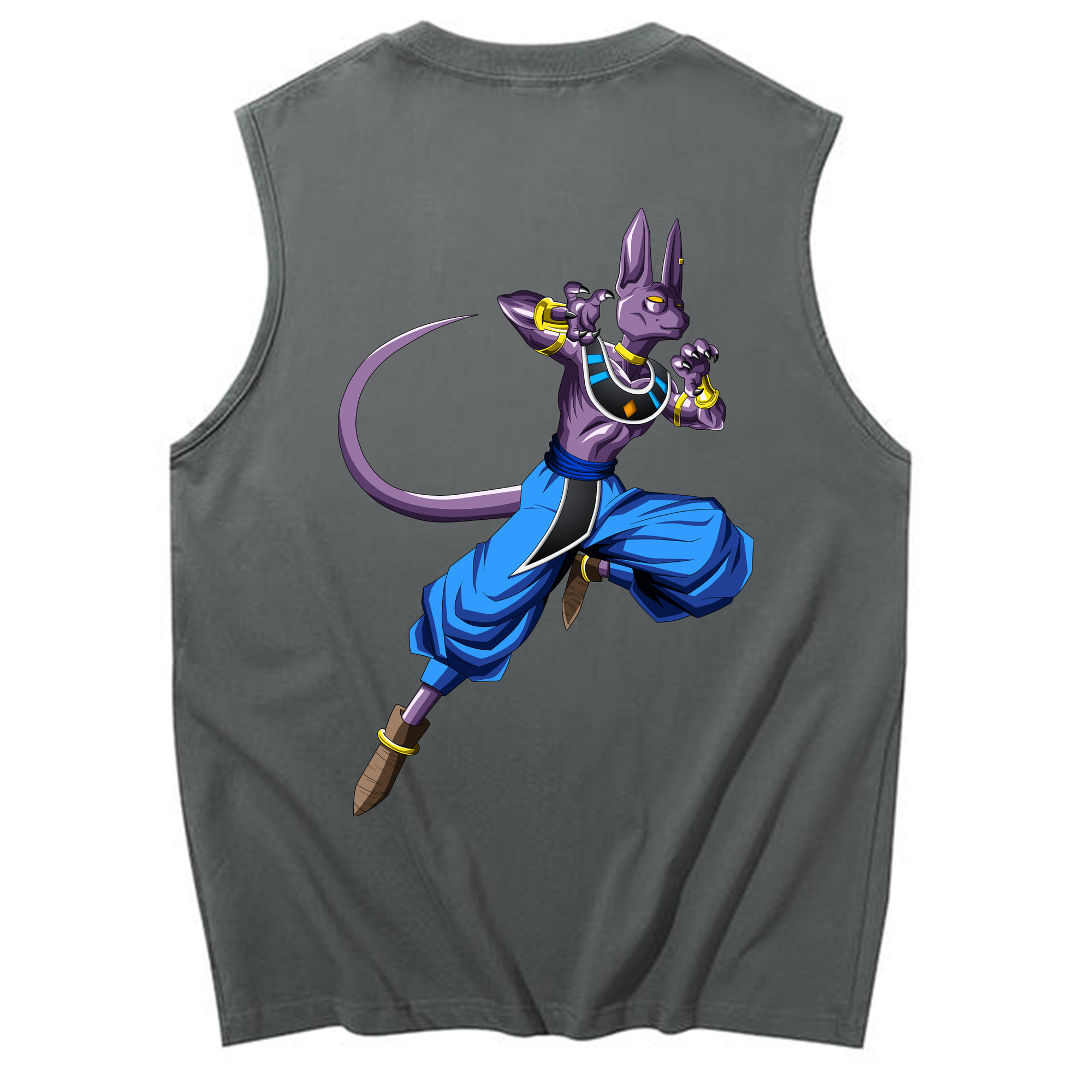 （画像用） ドラゴンボール ビルス 破壊神ビルス DRAGON BALL Beerus Birusu コットン100％タンクトップ（背面プリント）